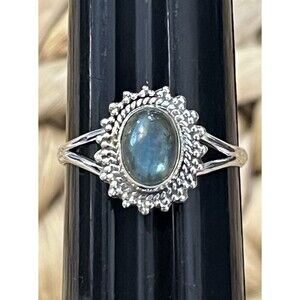 Labradorite Victorian Style 925 Sterling Silver Gemstone Ladies Ring Sz 6.25